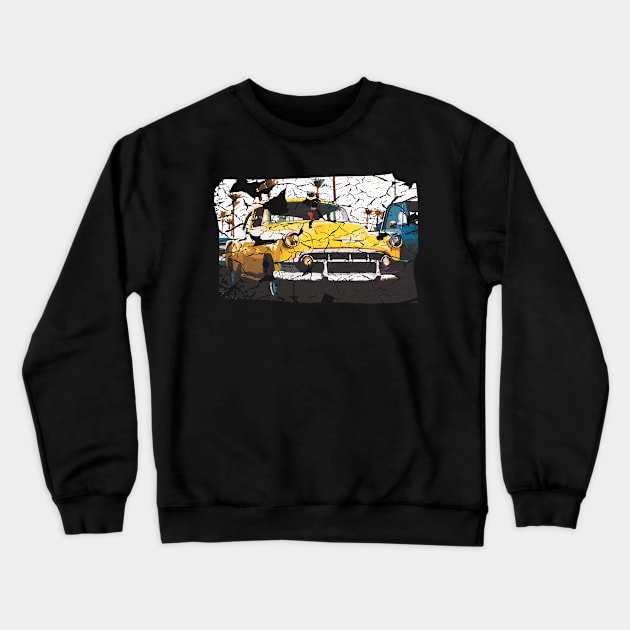 1950s Car Photo - Distressed Effect Crewneck Sweatshirt by CC I Design